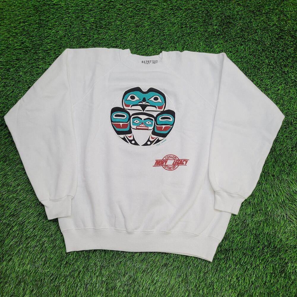 Vintage 80s Native-American Art Sweatshirt Women XL 22x23 USA